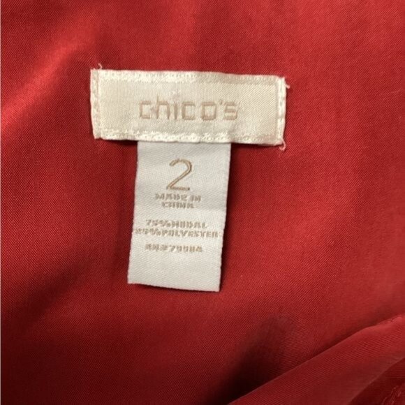 Chico’s Women’s Long Sleeve Button Down Shirt, Red, size 2 - Picture 5 of 8